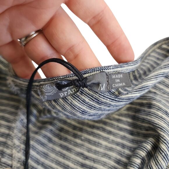 PrAna Womens Retrieve Romper Size Medium Gray Bone Stripe Hemp Organic Beach NWT - Picture 10 of 14